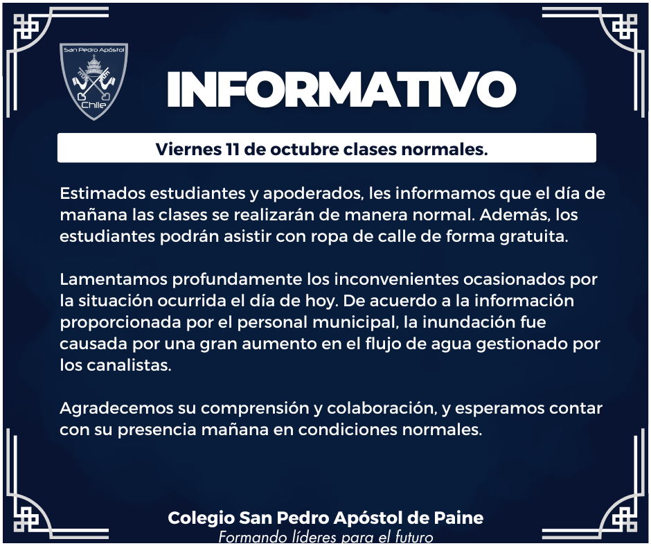 viernes 11 de octubre clases normales