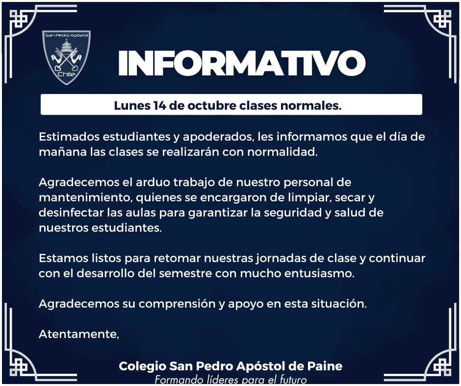 lunes 14 de octubre clases normales.
