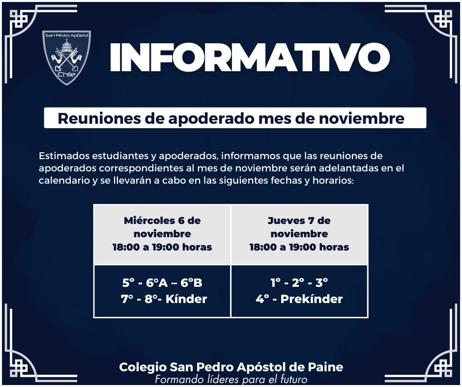 reuniones de apoderado mes de noviembre de 2024