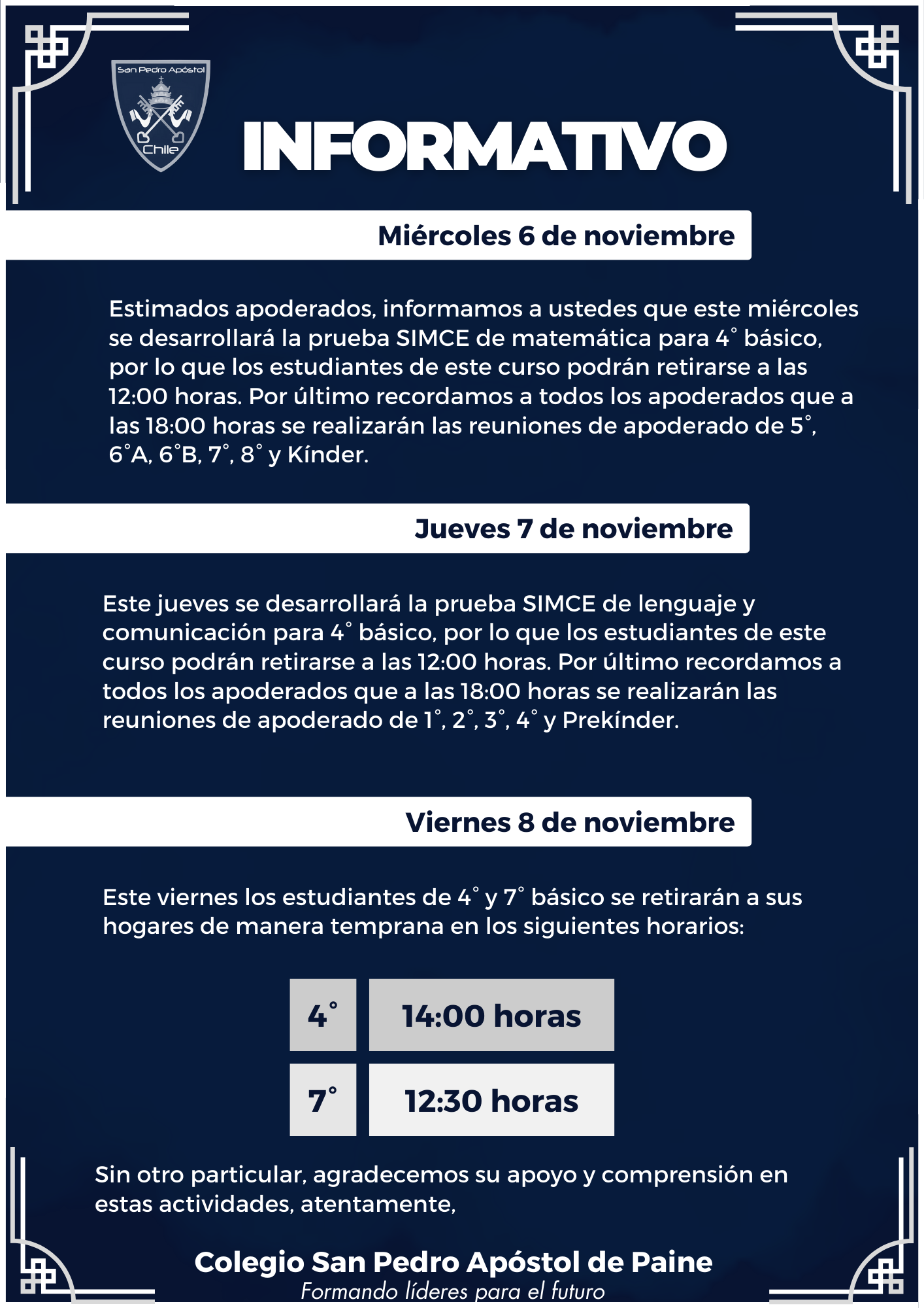 informativo semana 4 al 8 de noviembre