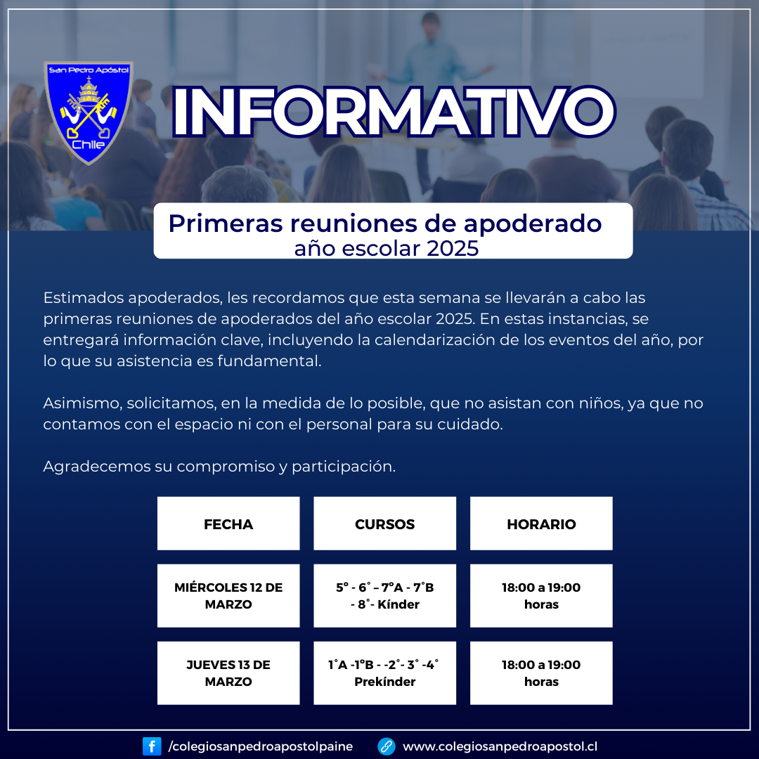 calendario de reuniones de apoderado mes de marzo 2025