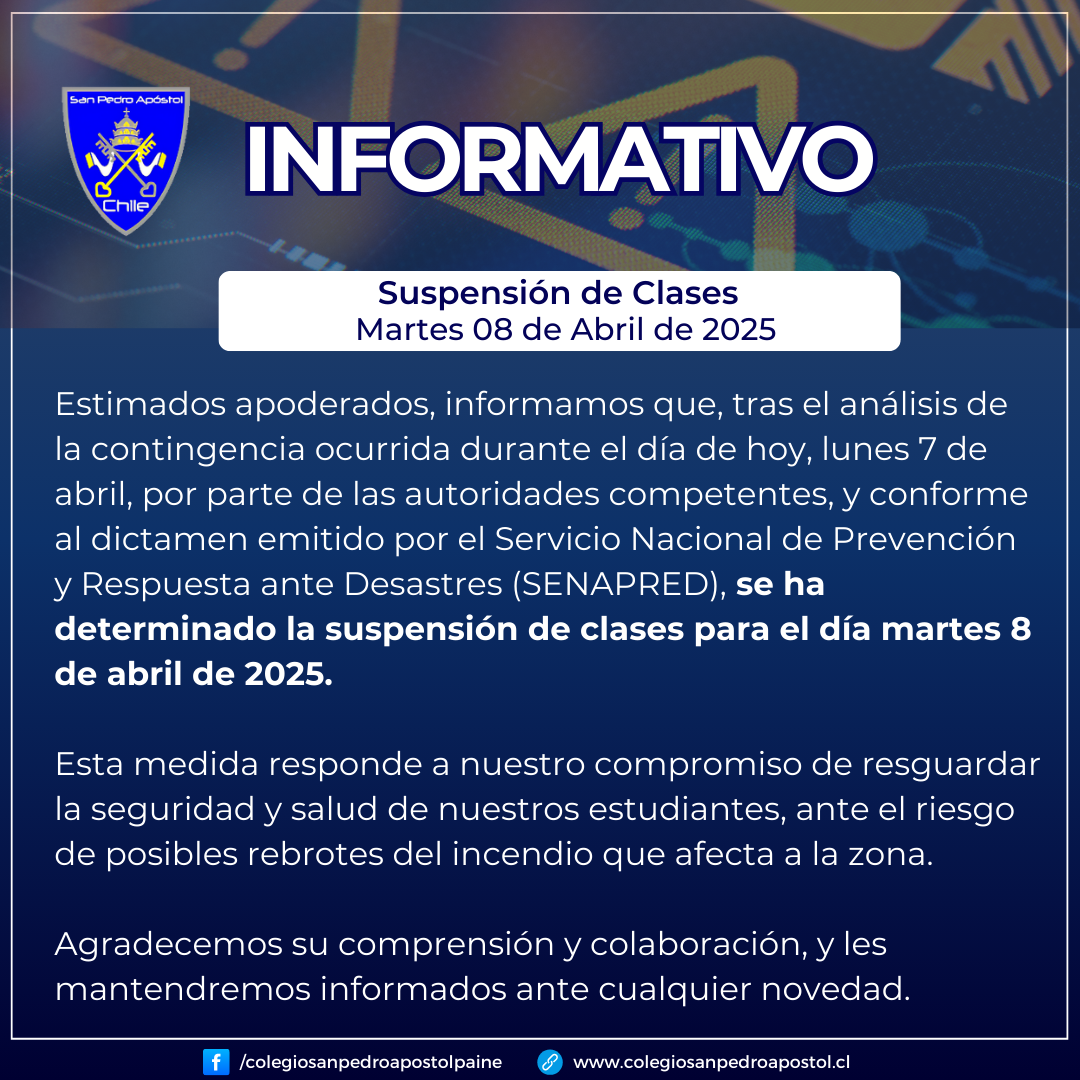 suspensión de clases martes 8 de abril de 2025