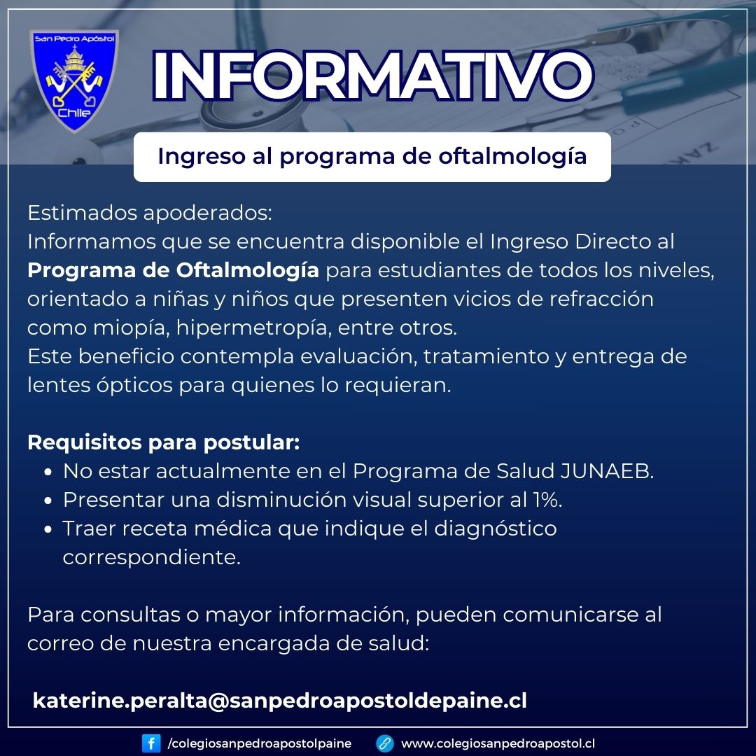 Informativo ingreso directo al programa de oftalmología