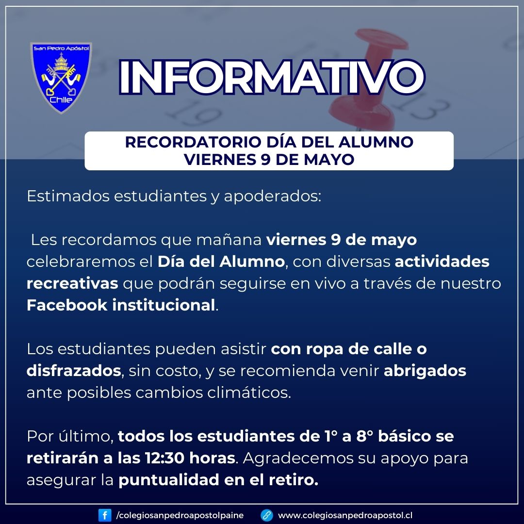 recordatorio dia del alumno viernes 9 de mayo 2025