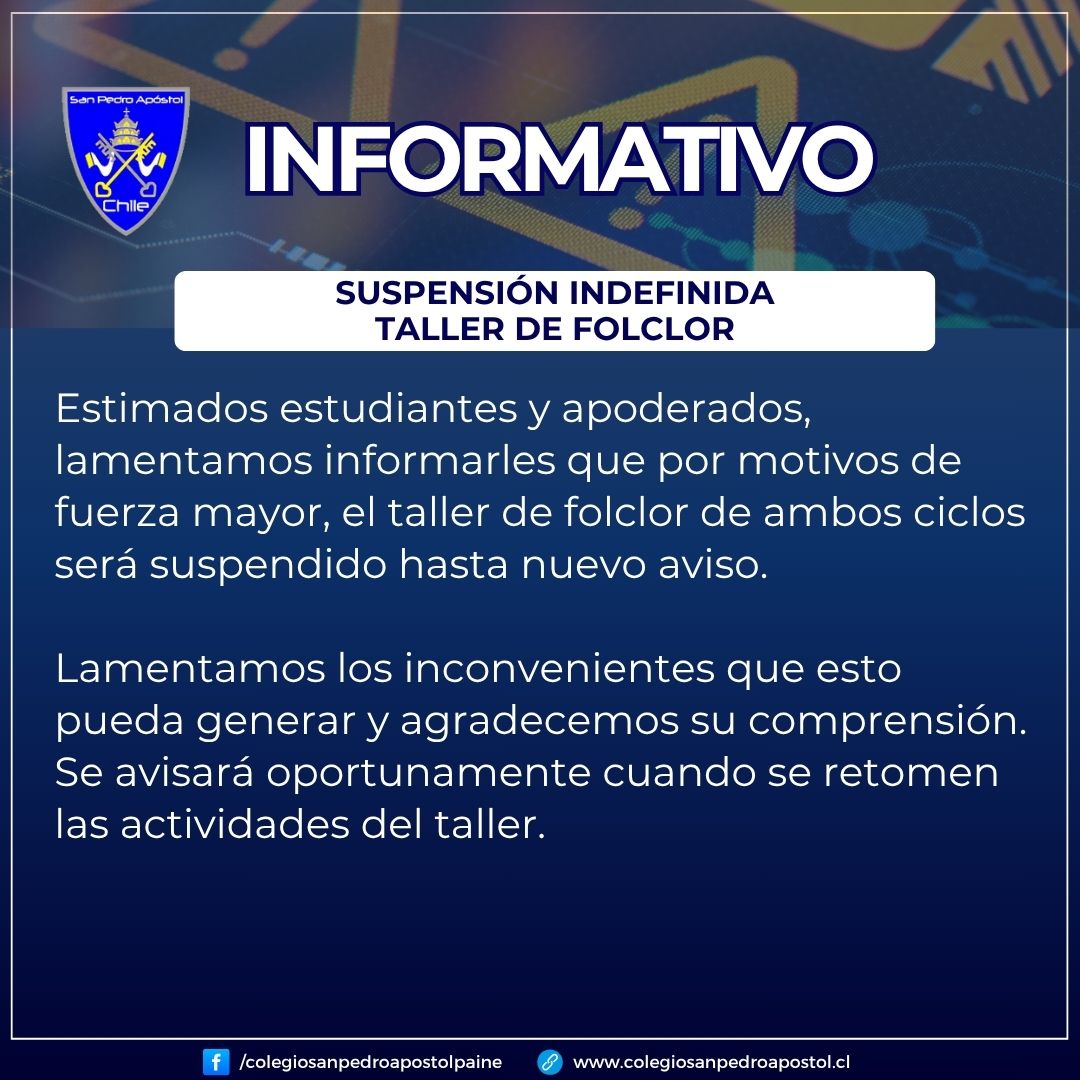 informativo suspensión taller de folclor
