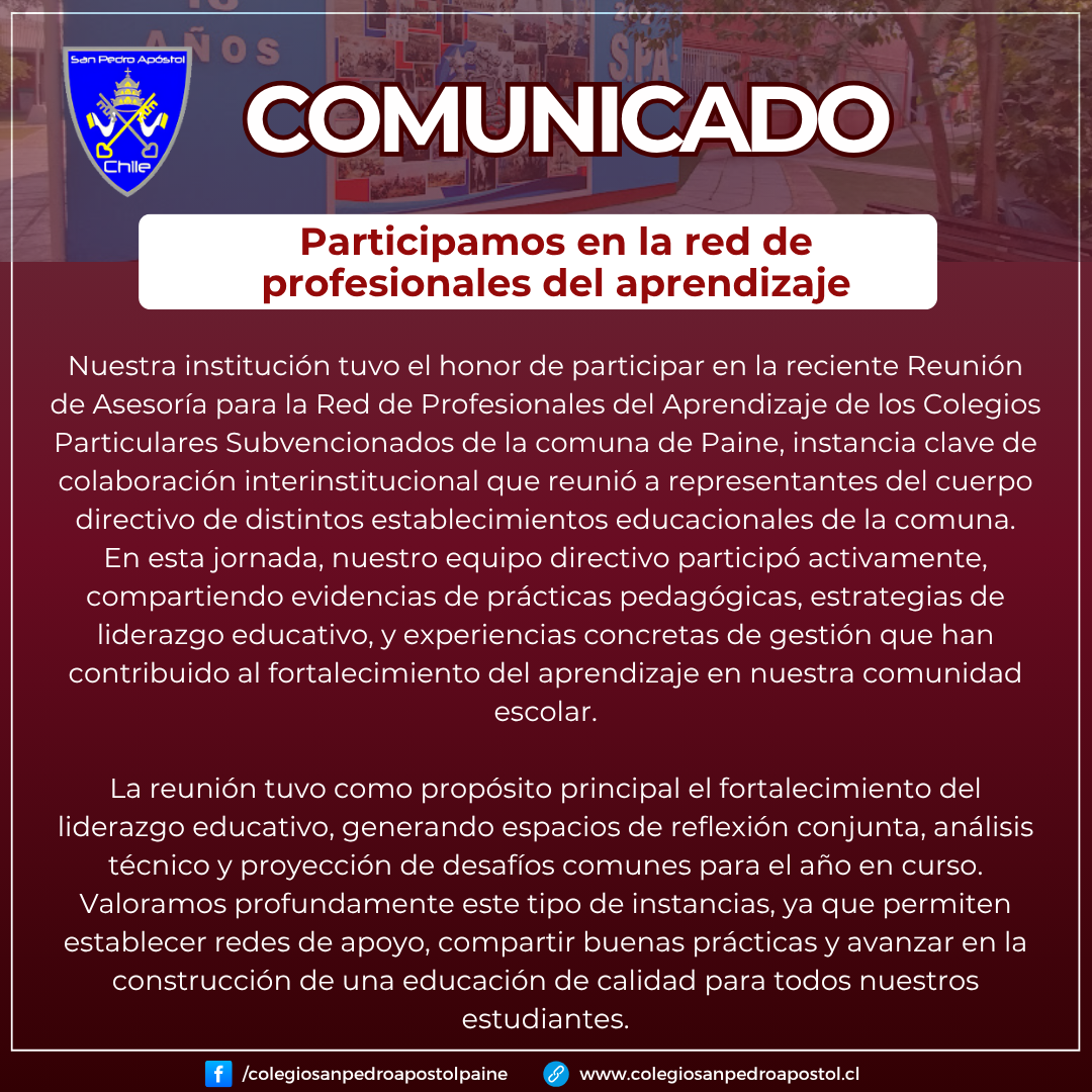 comunicado participación red de profesionales del aprendizaje