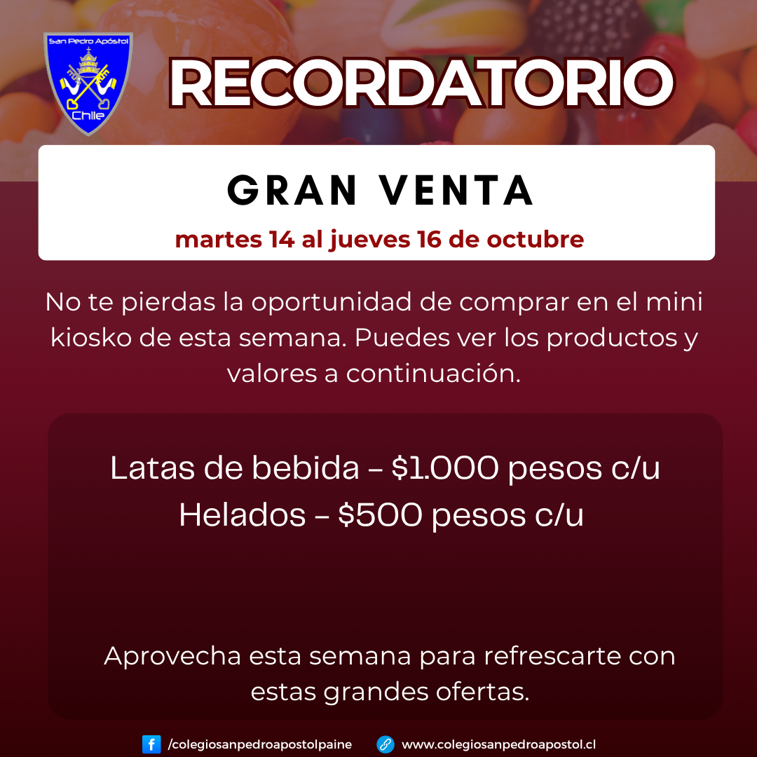 gran venta helados y bebidas 14 de octubre de 2025