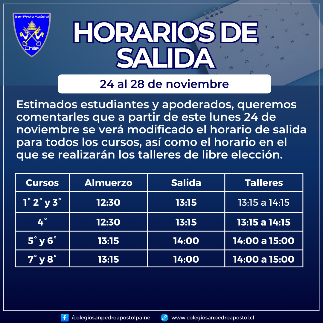 Horario salida