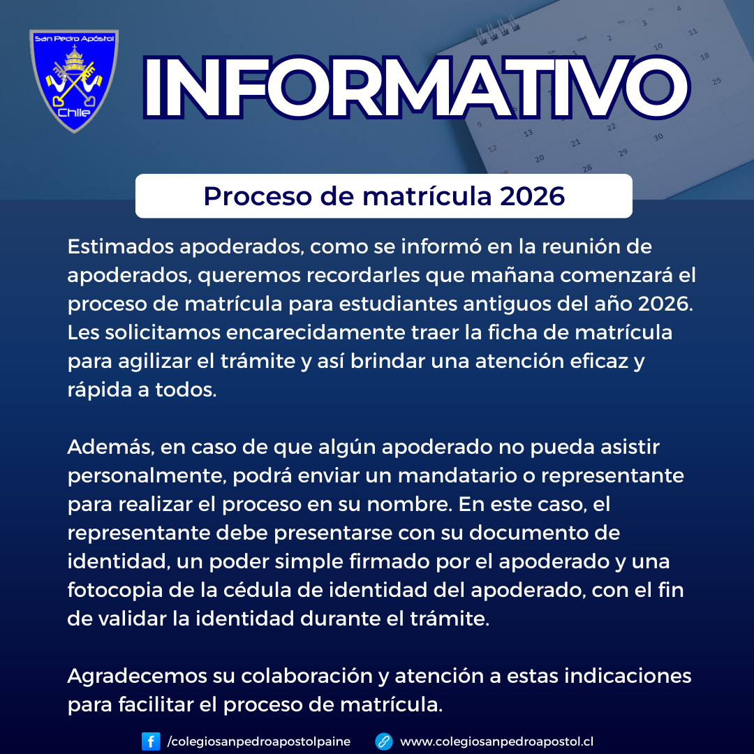 informativo matrícula 2026