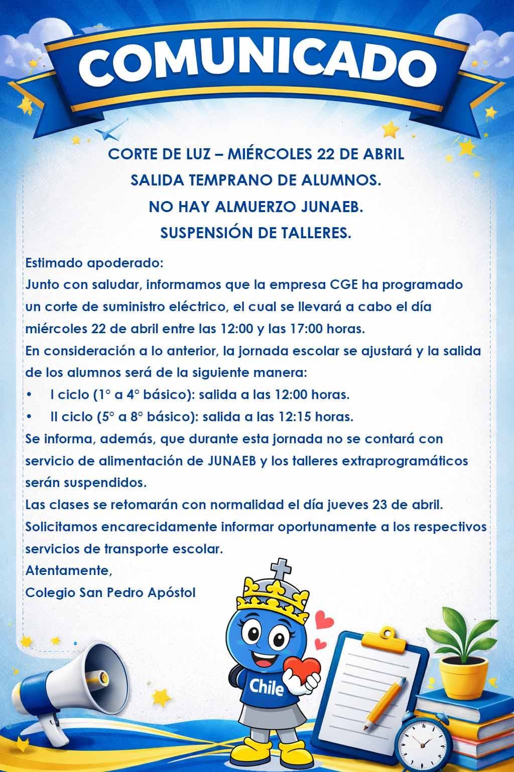 modificación jornada miércoles 22 de abril