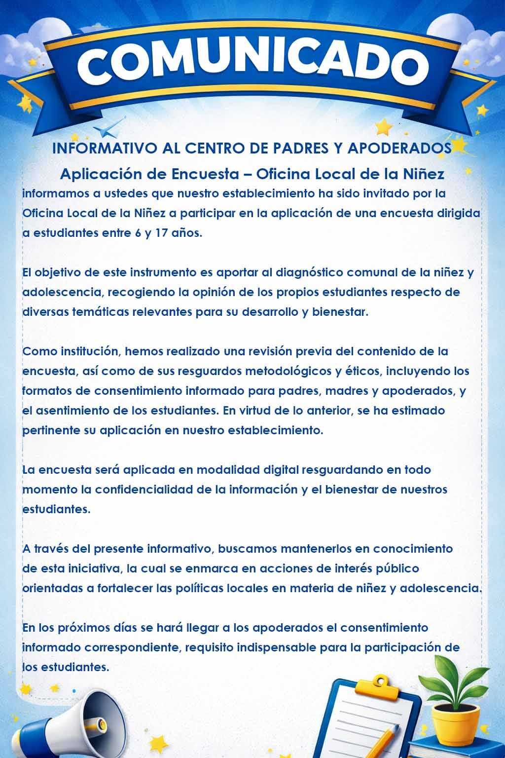 informativo aplicación encuesta oficina local de la niñez