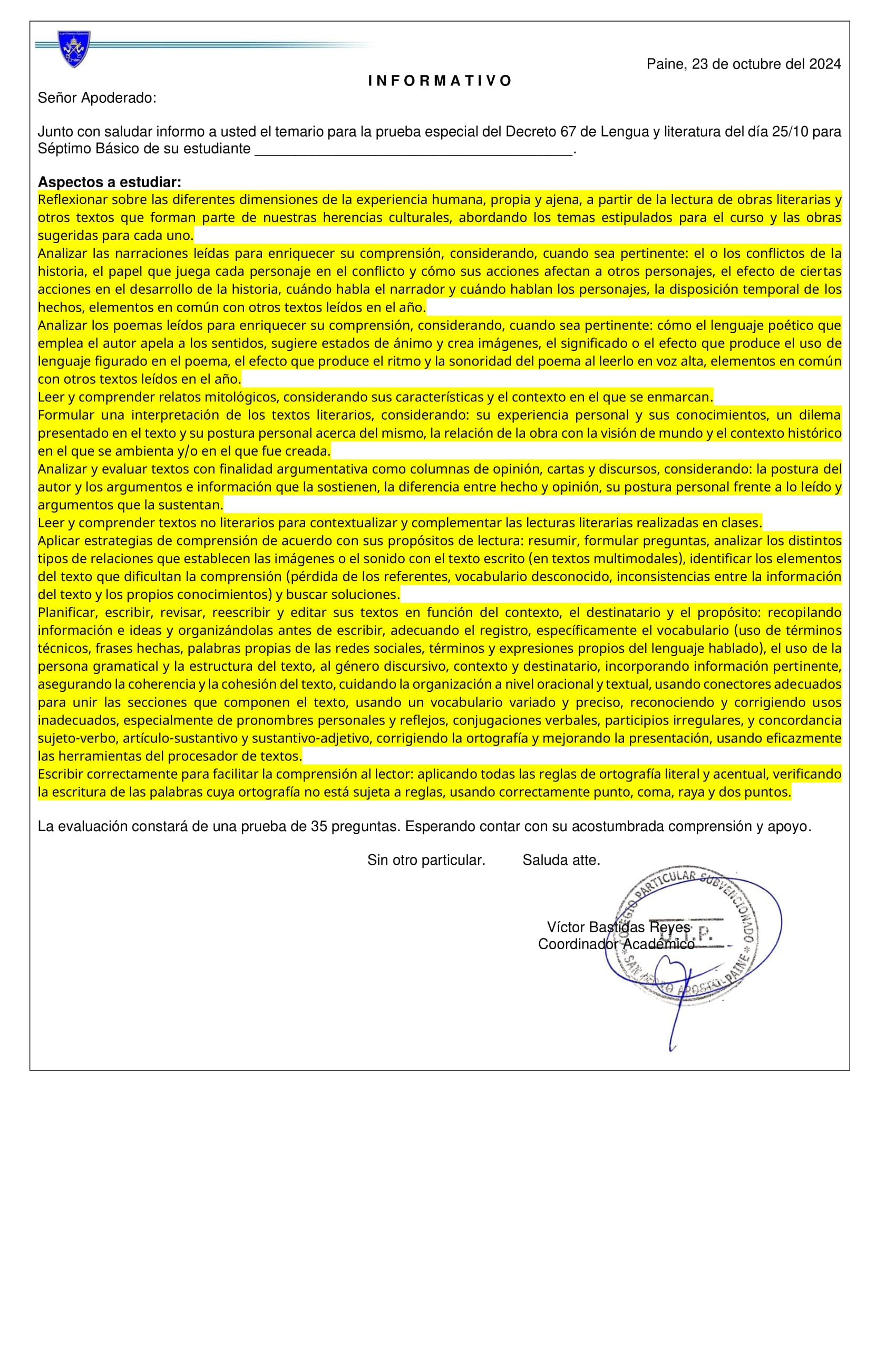 temario septimo lenguaje