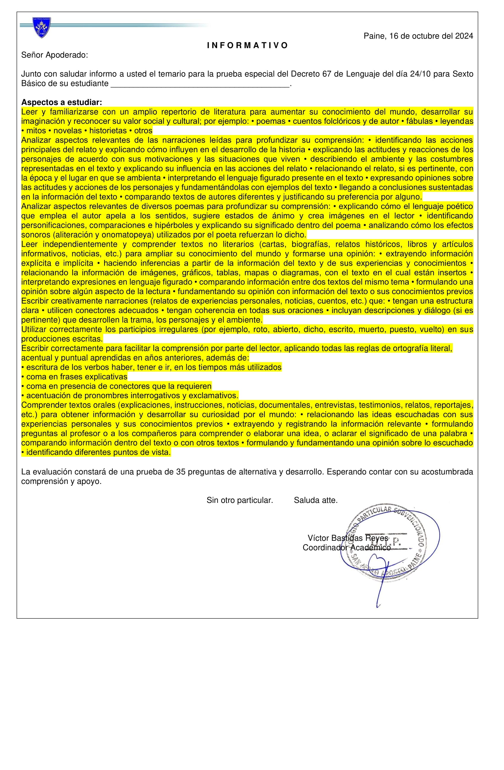 temario sexto lenguaje