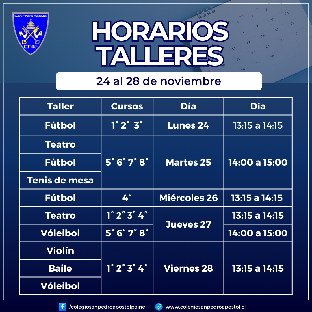 horario talleres