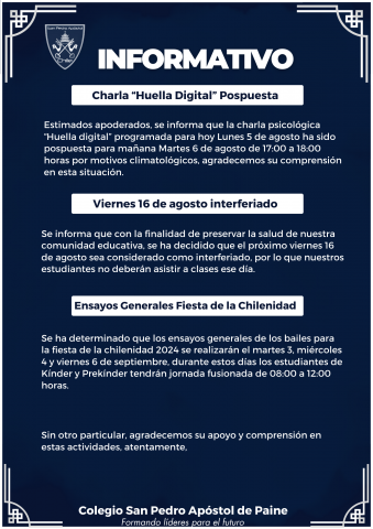 informativo mes de agosto colegio san pedro apóstol
