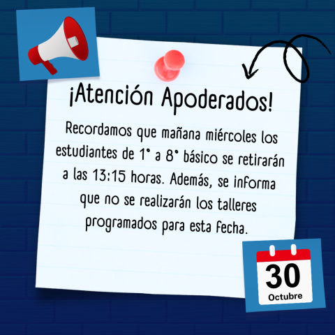 miércoles 30 de octubre talleres suspendidos