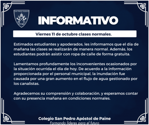 viernes 11 de octubre clases normales