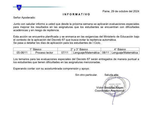 informativo pruebas especiales primer ciclo