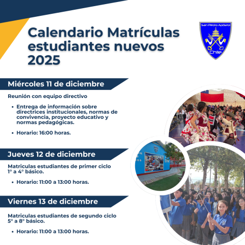 detalle fechas matrícula estudiantes nuevos 2025