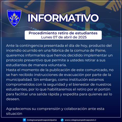 protocolo de retiro preventivo de estudiantes lunes 7 de abril de 2025