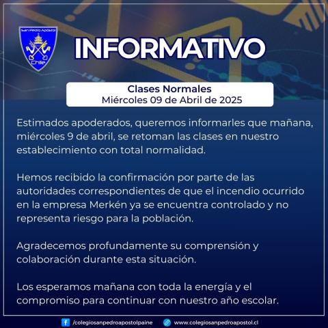 informativo clases normales miércoles 9 de abril de 2025