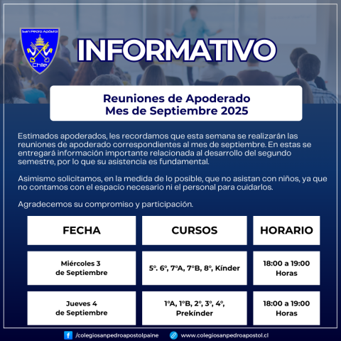 informativo reuniones de apoderado septiembre 2025