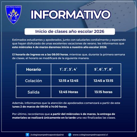 informativo inicio de clases 2026