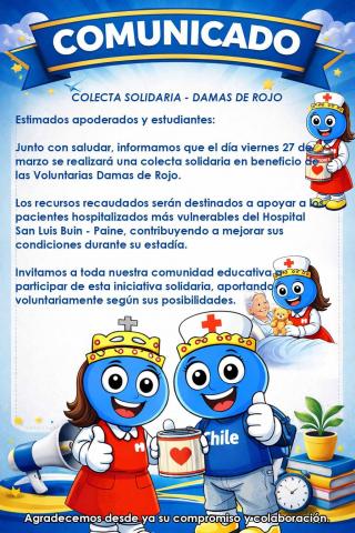 comunicado colecta damas de rojo viernes 27 de marzo.