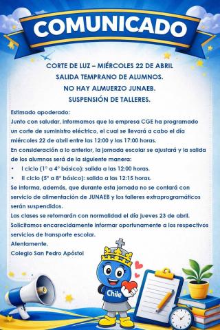 modificación jornada miércoles 22 de abril