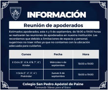 calendario reuniones de apoderado mes de septiembre.