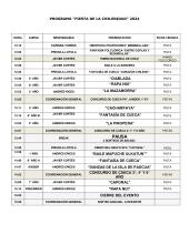 Cronograma de presentaciones fiesta de la chilenidad.