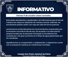 viernes 11 de octubre clases normales