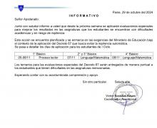 informativo pruebas especiales primer ciclo