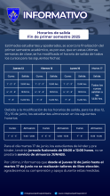 informativo horarios de salida semana fin de semestre 2025.