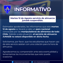 informativo suspensión servicio de almuerzo junaeb