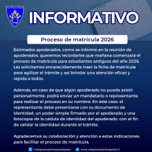 informativo matrícula 2026