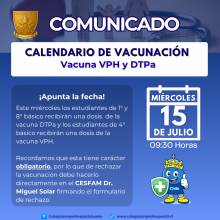 informativo calendario de vacunación